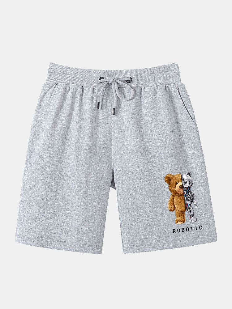 Robot Bear Print T-Shirt & Shorts