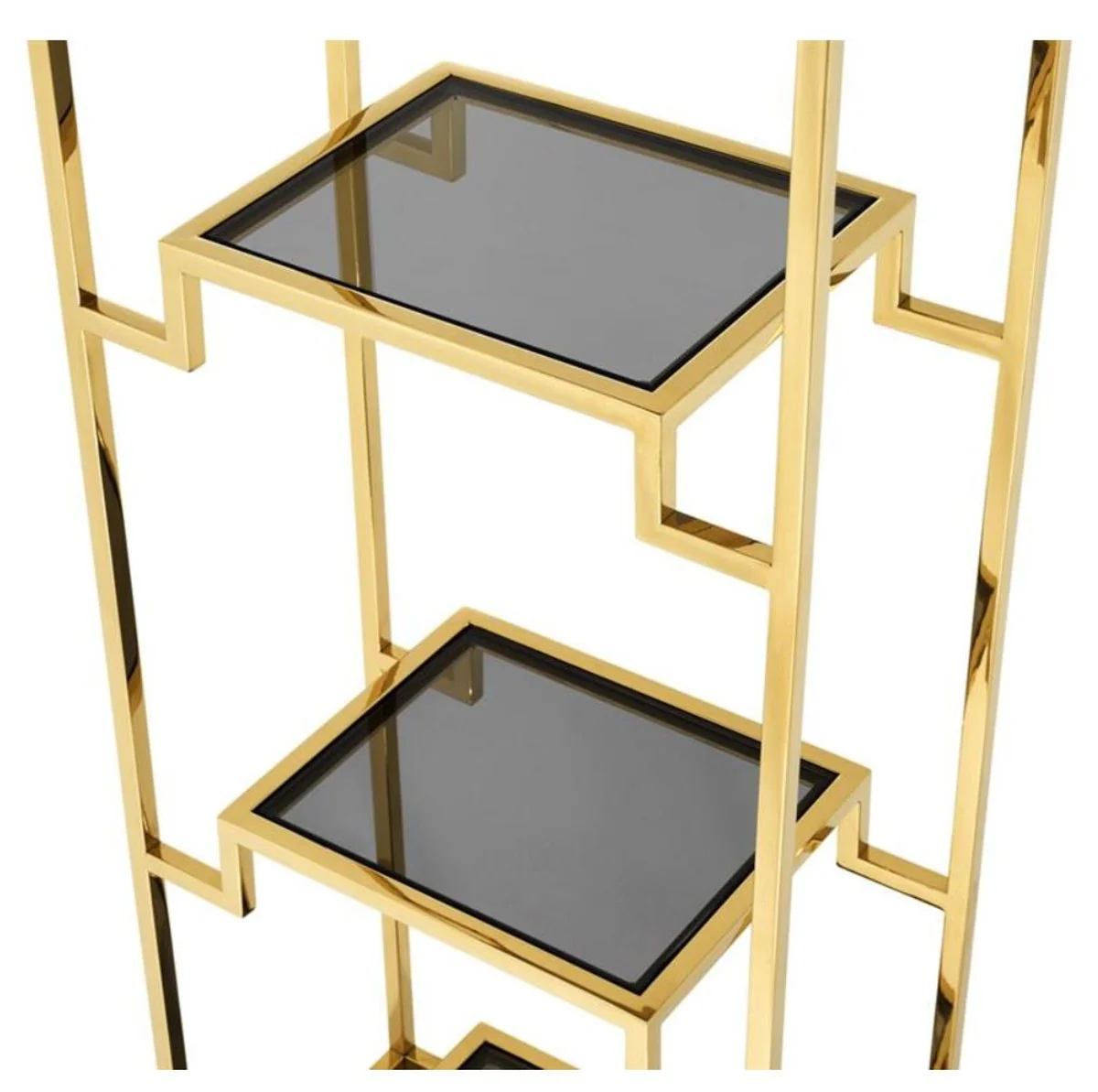 Casa Padrino armario de estanter¨ªa dorado / negro 45,5 x 25,5 x H. 221 cm - Mueble de Sala de Estar de Lujo