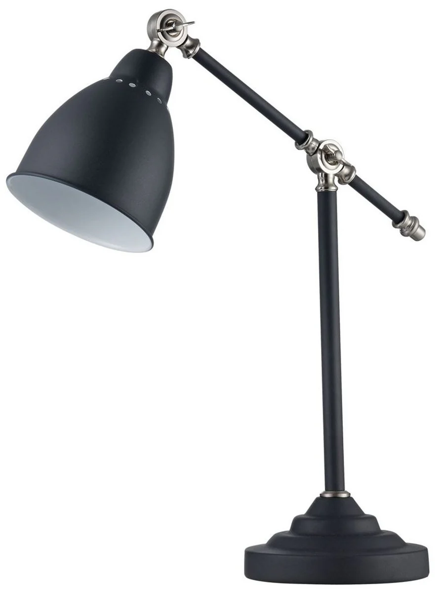 Casa Padrino Desk Lamp Black / Silver 17.5 x 47 x H. 52 cm - Table Lamp with Swivel Bracket