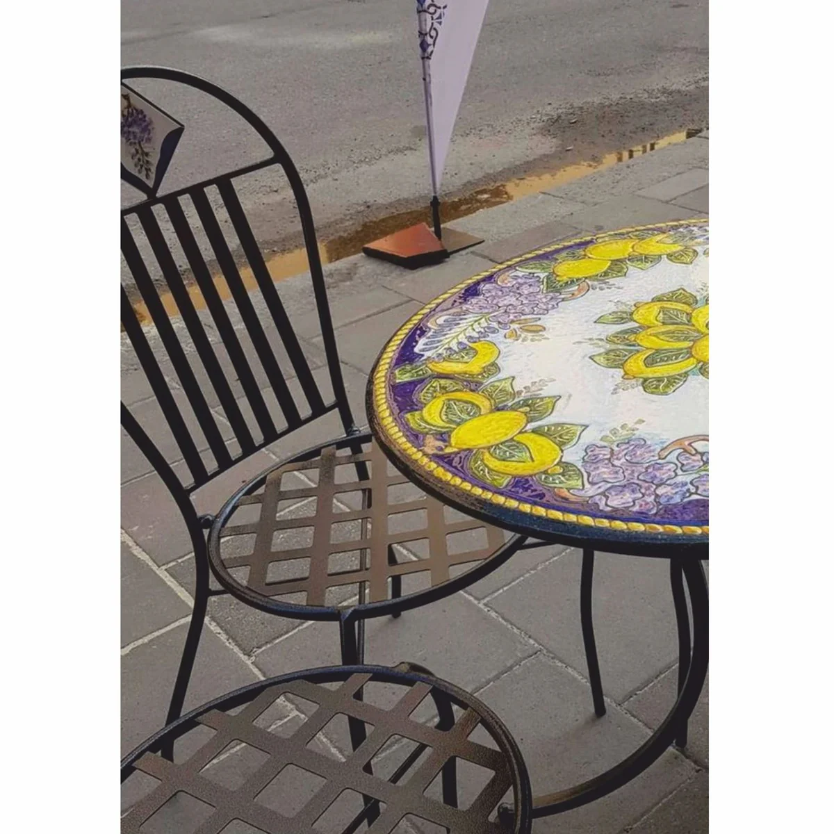 Casa Padrino silla de jardín Art Nouveau de lujo de hierro forjado marrón / multicolor Al. 96 cm