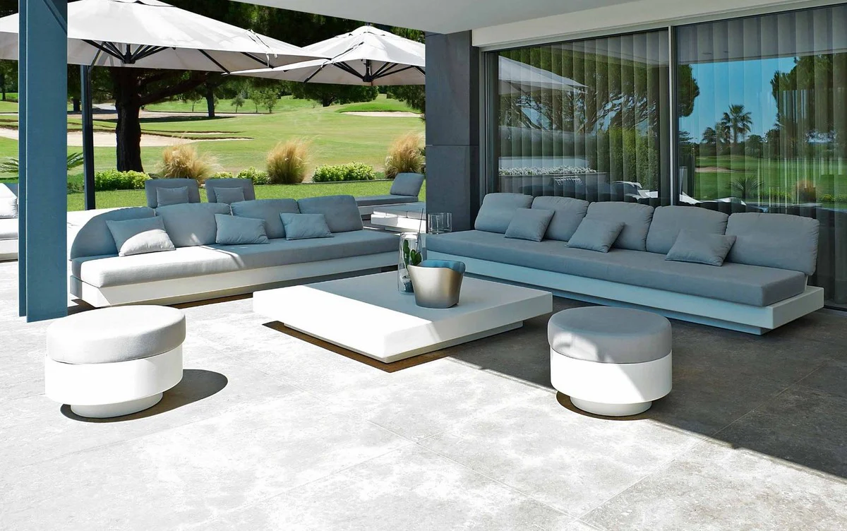 Casa Padrino sofá de jardín de lujo de 4 plazas gris / blanco mate 280 x 90 x A. 70 cm - Sofá de jardín resistente a la intemperie - Muebles de Hotel - Calidad de Lujo