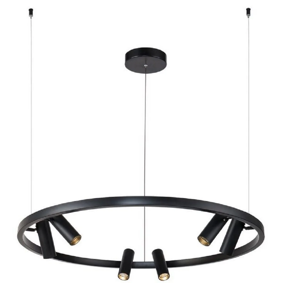 Casa Padrino lámpara colgante negro Ø 90 cm - Lámpara Colgante Redonda con Focos LED Giratorios
