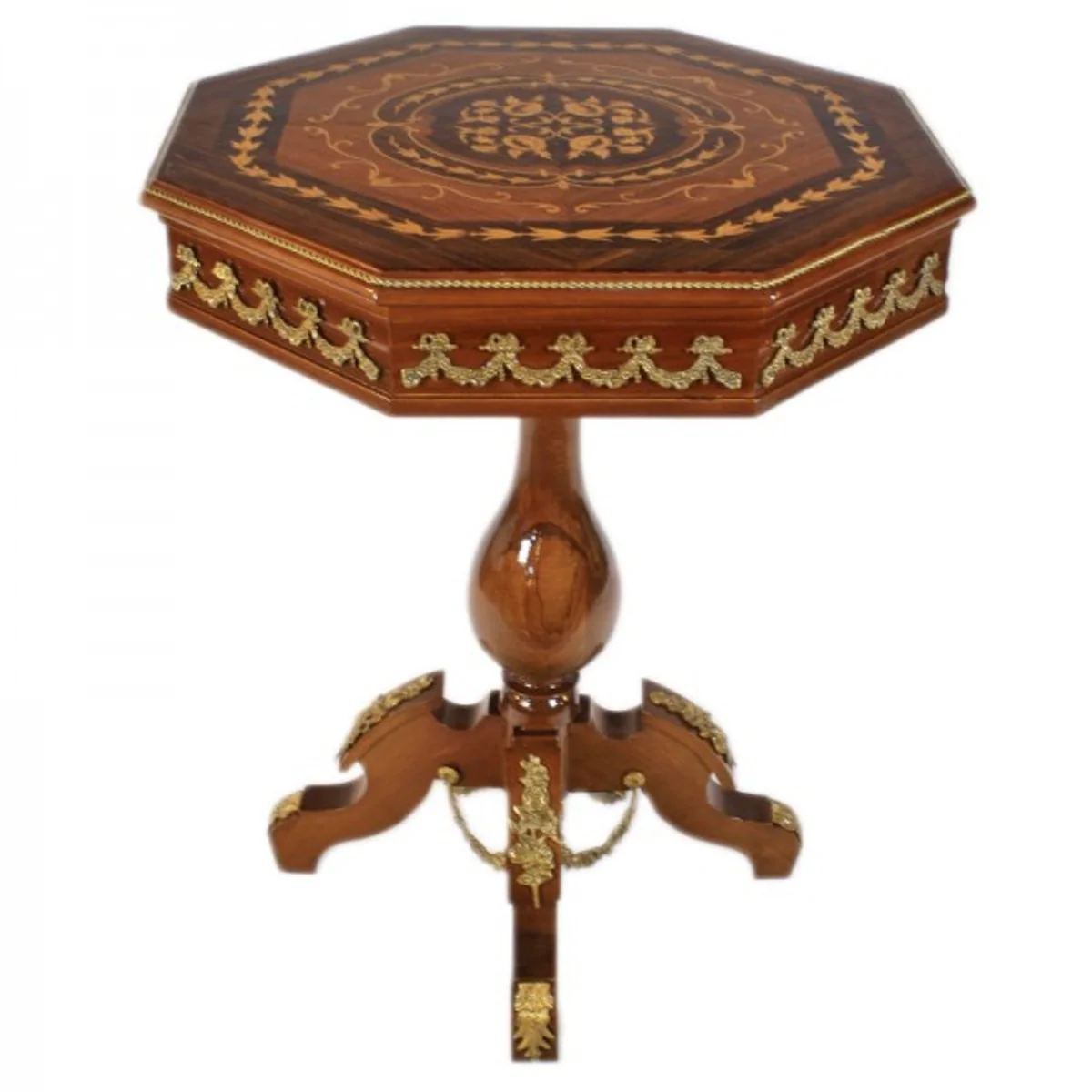 Casa Padrino Baroque Side Table Mahogany inlaid / gold H75 x 65cm - Louis XVI antique style table - furniture