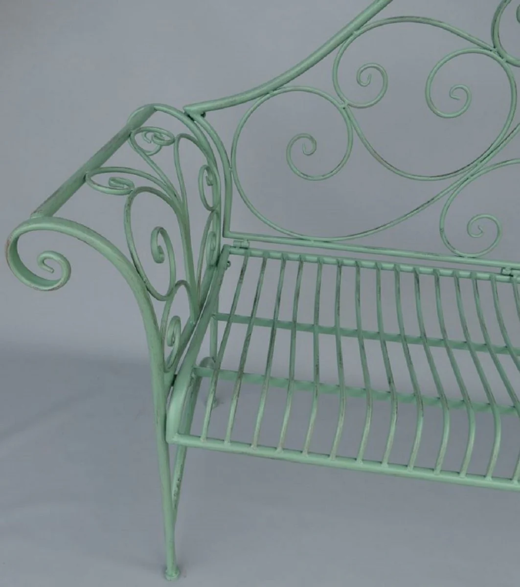 Casa Padrino Banco de Jardín Art Nouveau Verde Rústico 137 x 49 x A. 96 cm - Banco Nostálgico - Muebles de Jardín y Patio