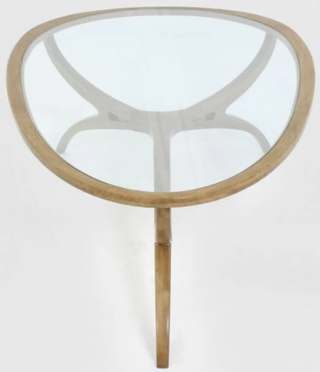 Casa Padrino mesa de centro Art Deco de lujo marr¨®n claro 130 x 88 x A. 46 cm - Mesa de sal¨®n de madera maciza noble con tapa de vidrio - Muebles de Sal¨®n