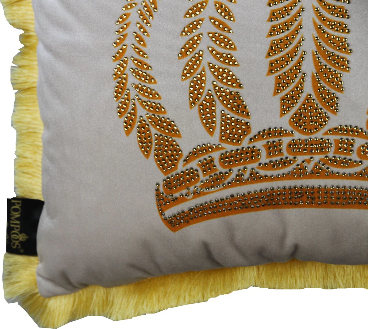Harald Gl??ckler luxury decorative pillow Pomp??s by Casa Padrino cream / gold crown with rhinestones - Gl??ckler pillow