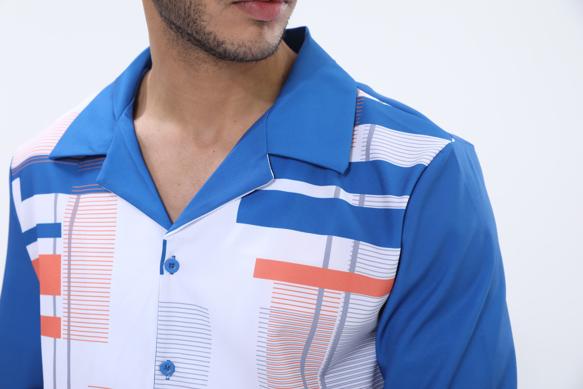 Suitmens Navy Geometric Print Walking Suit 2 Piece Long Sleeve Set