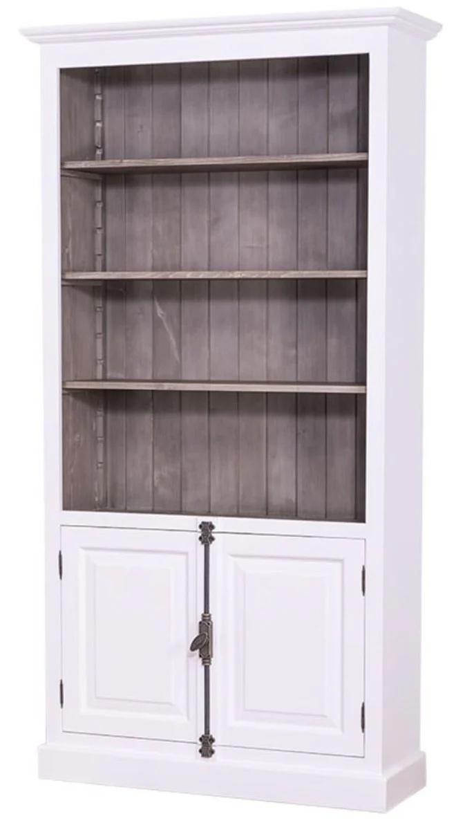 Casa Padrino country style bookcase white / dark brown 109 x 40 x H. 210 cm - Country Style Living Room Cabinet