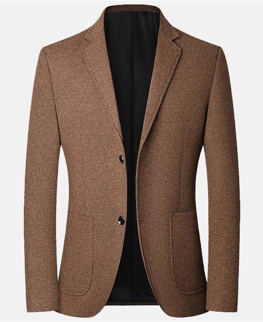 Notch Lapel Single Breasted Utility Pockets Texture Pattern Blazer