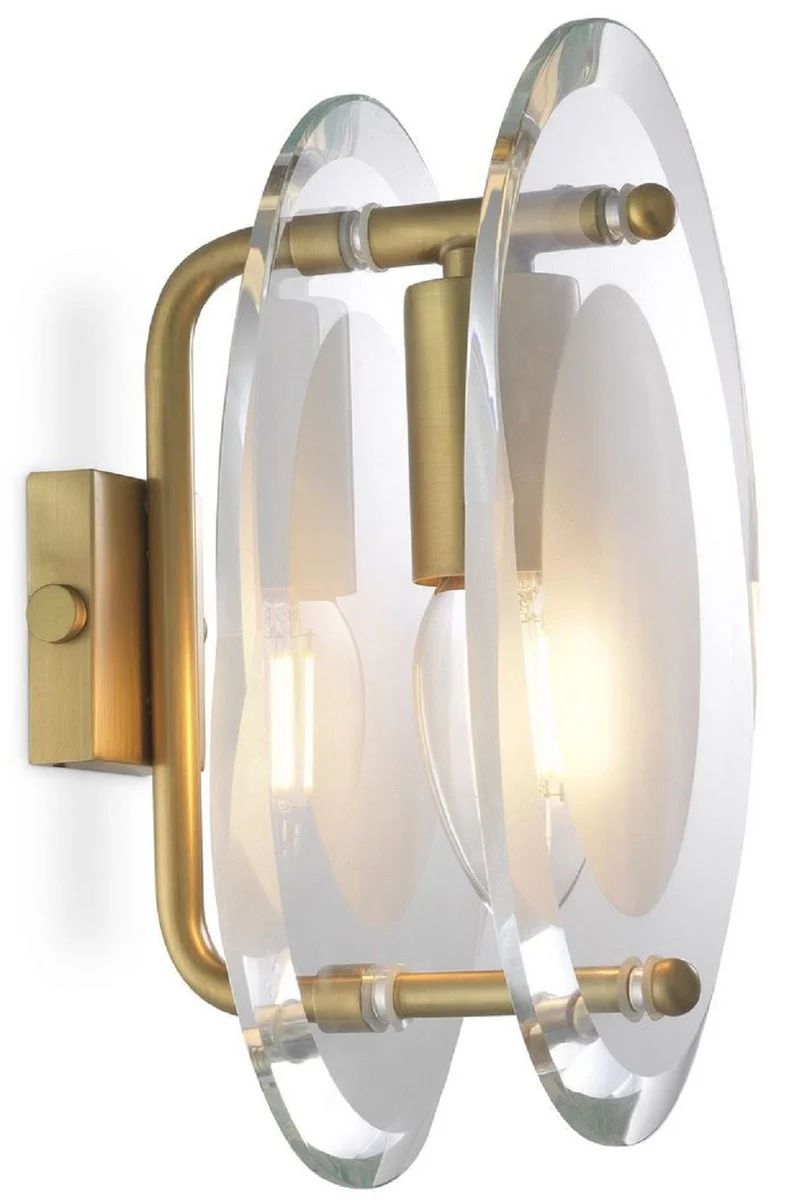 Casa Padrino lámpara de pared de lujo latón antiguo 13 x 13 x A. 22 cm - Elegante lámpara de pared de salón ovalada - Lámparas de Lujo