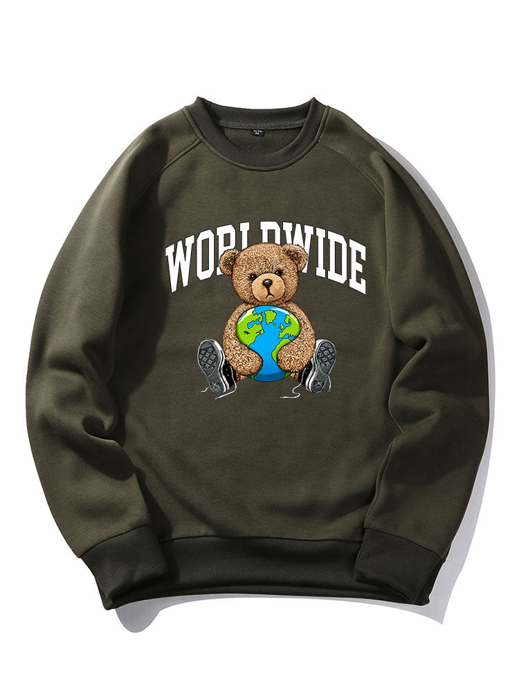 Worldwide Bear Print Raglan Sleeves Sweatshirt