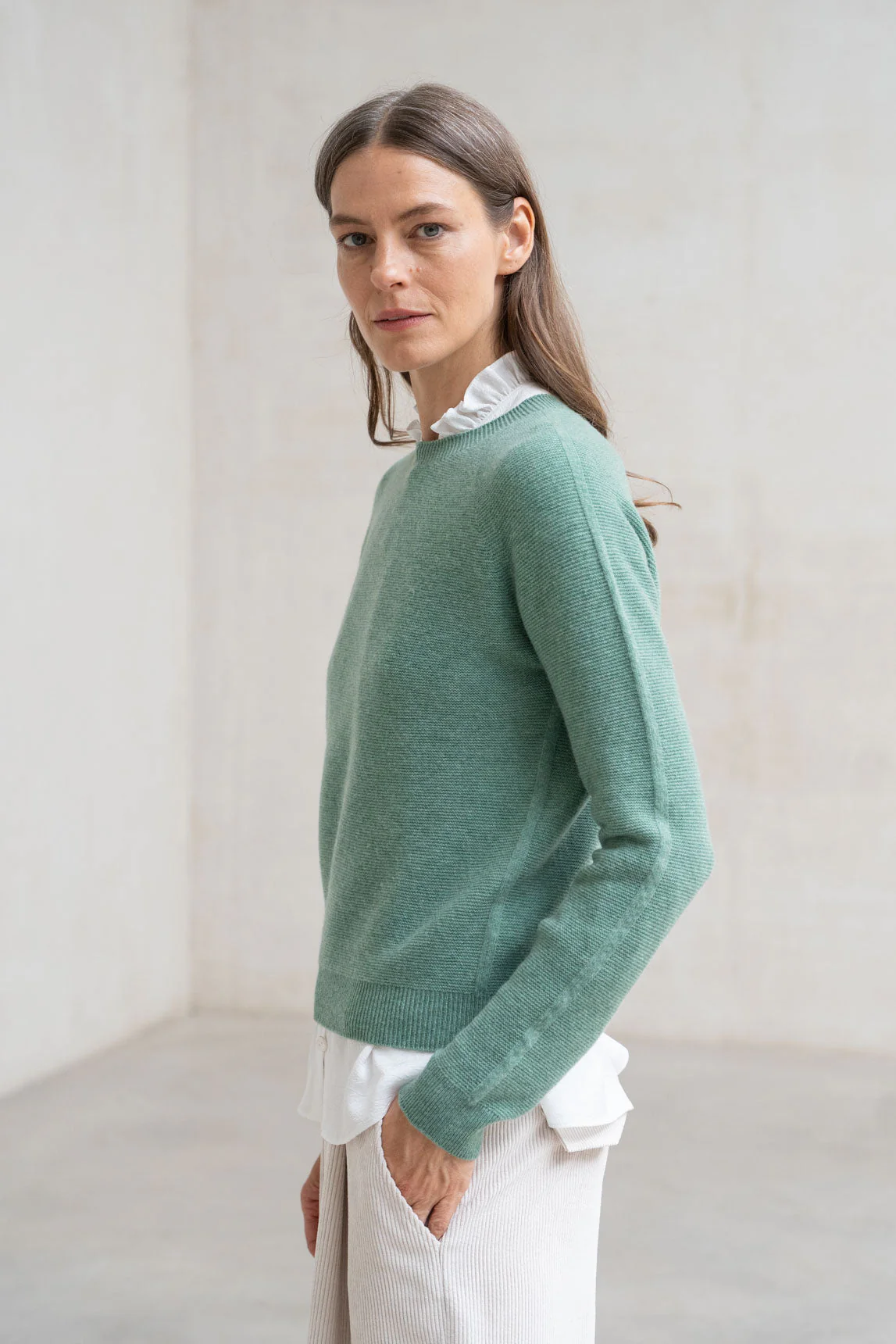 Rivera-spain Jersey Módena lana cashmere verde jade