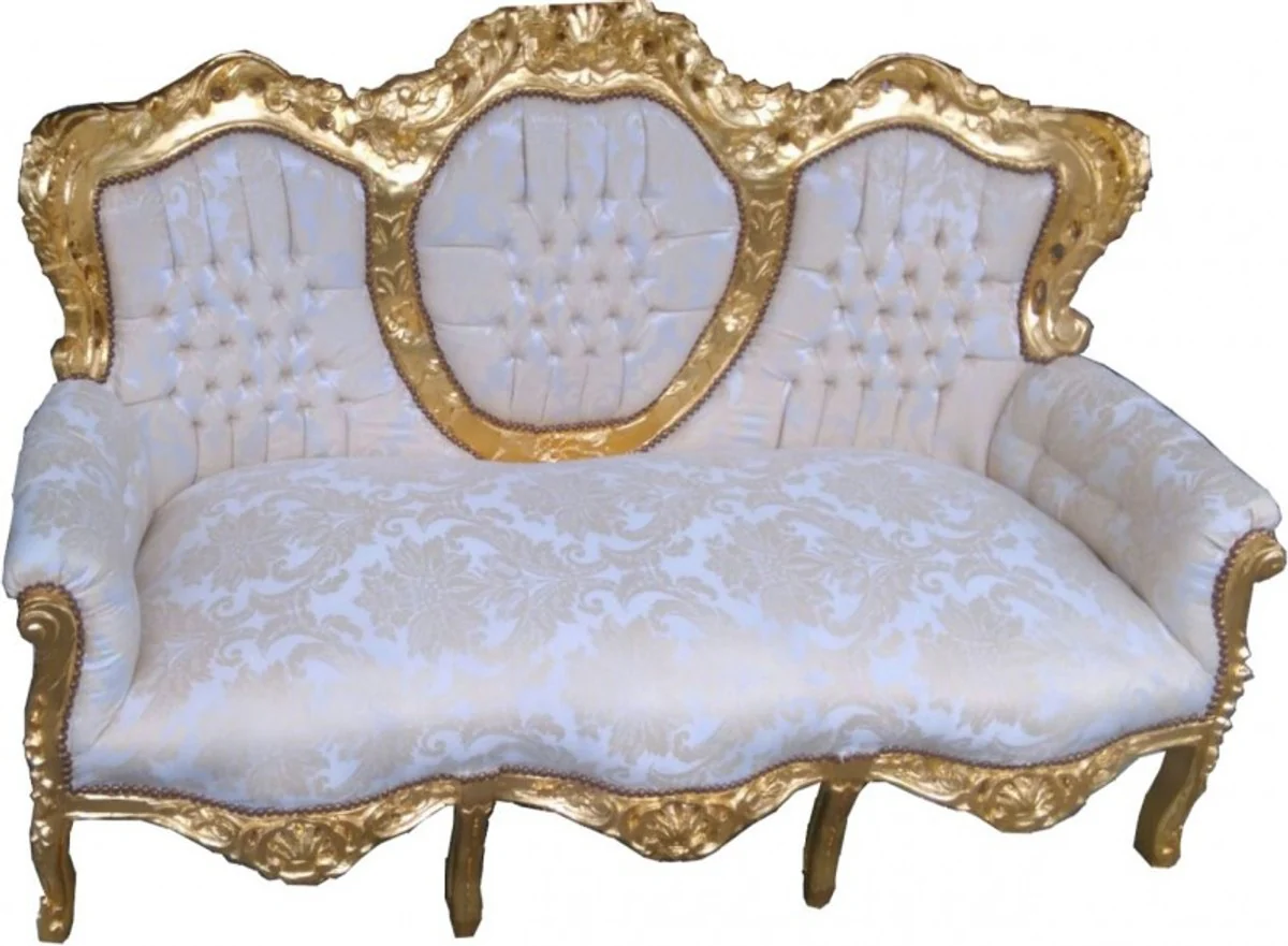 Casa Padrino Baroque 3-seater sofa  King  cream pattern / gold furniture baroque