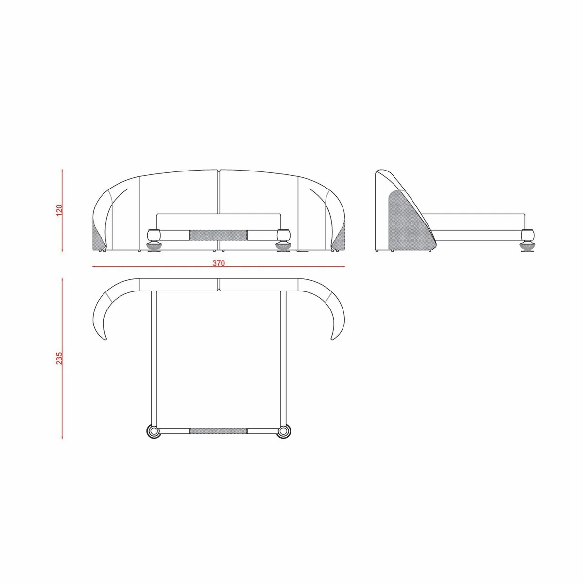 Casa Padrino cama doble de lujo gris / oro - Muebles para hoteles y dormitorios