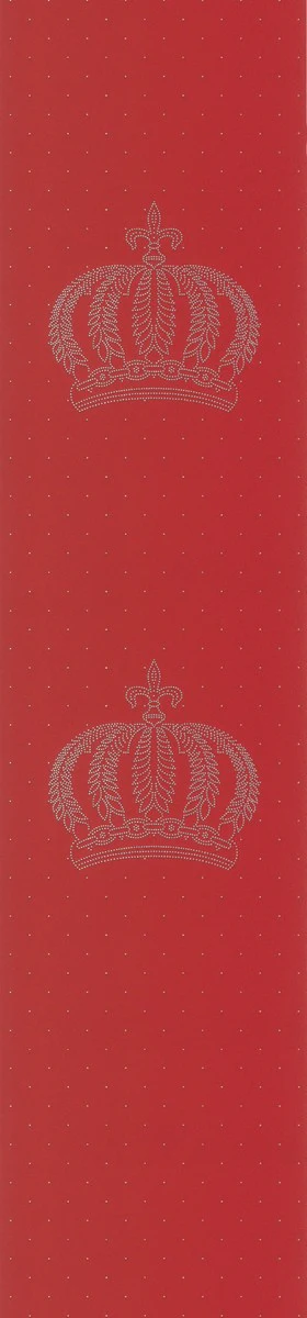 Harald Gl??ckler Designer Baroque Non-Woven Wallpaper 52711 - Crowns - Red with Rhinestones