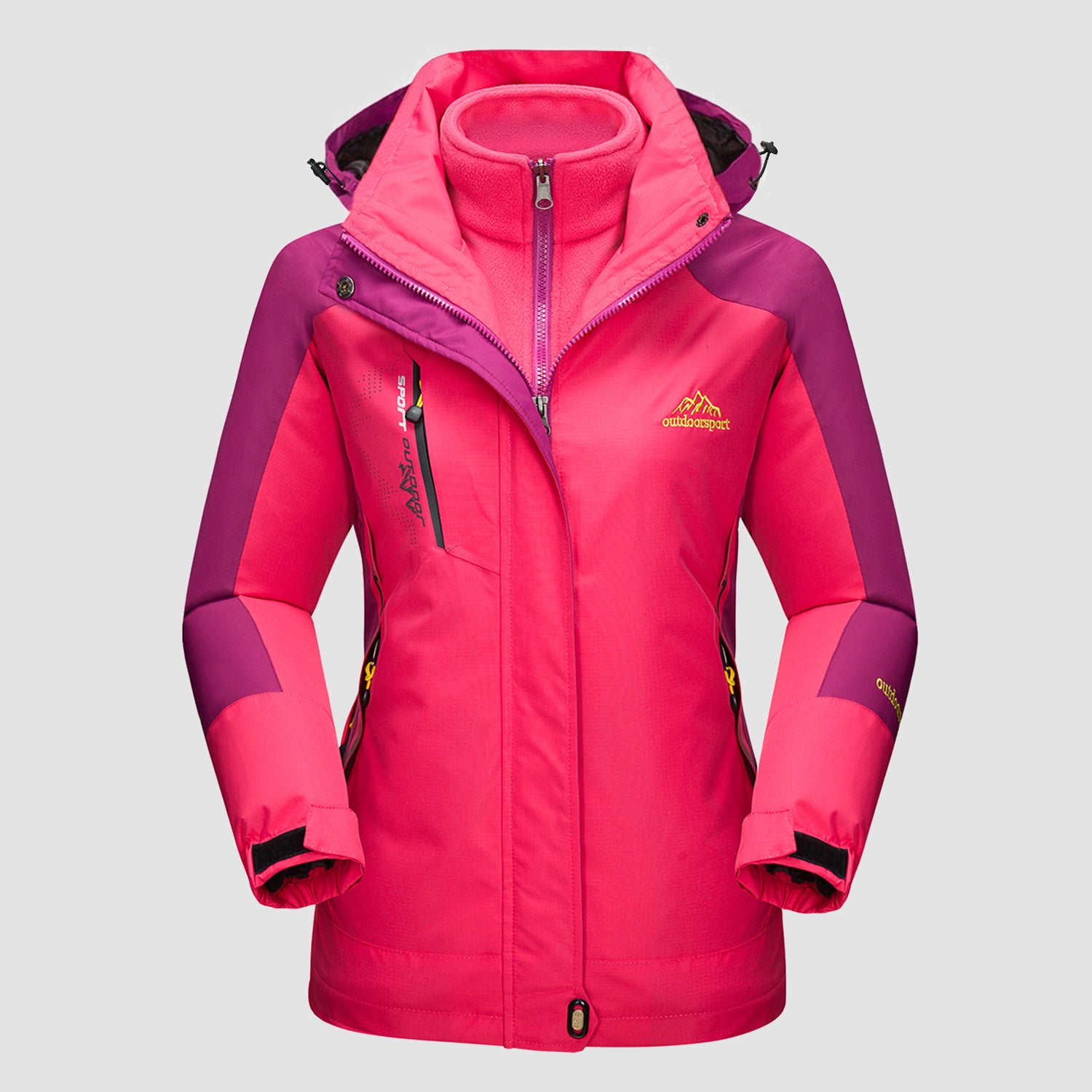 Women's Winter Coats 3-IN-1 Snow Ski Jacket Water Resistant Windproof Fleece Winter Jacket Parka