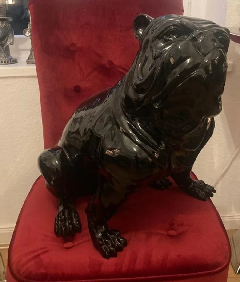 Casa Padrino figura decorativa de lujo perro bulldog negro A. 50 cm - Escultura decorativa resistente a la intemperie - Decoración de salón - Decoración de jardín