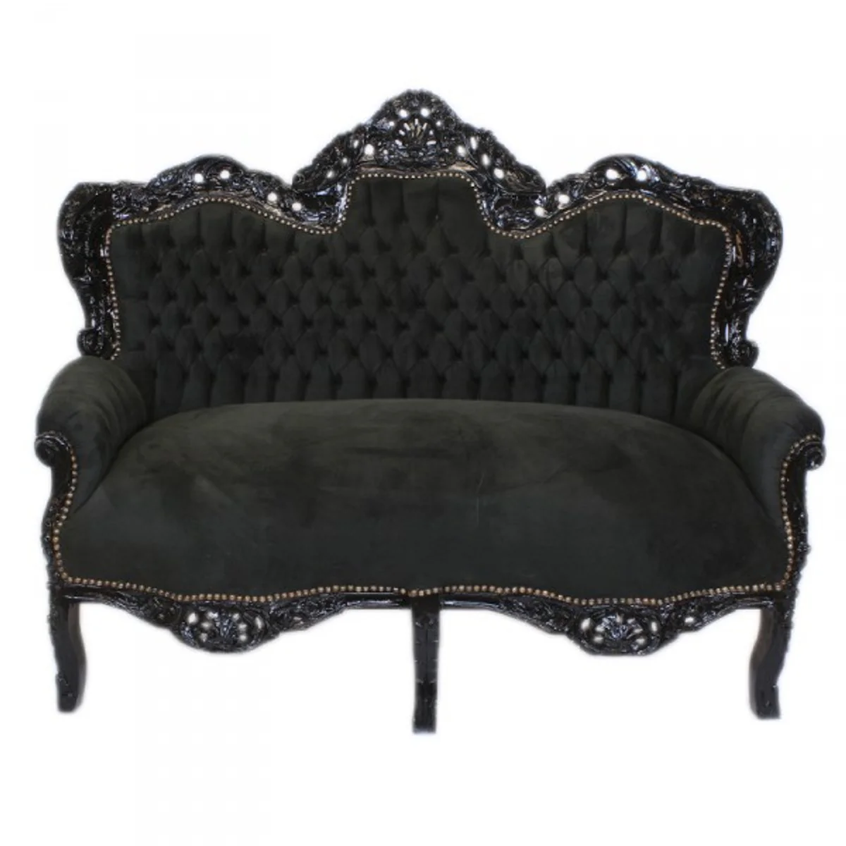 Casa Padrino Baroque 2 seater Sofa Master Black / Black - Living Room Couch Lounge