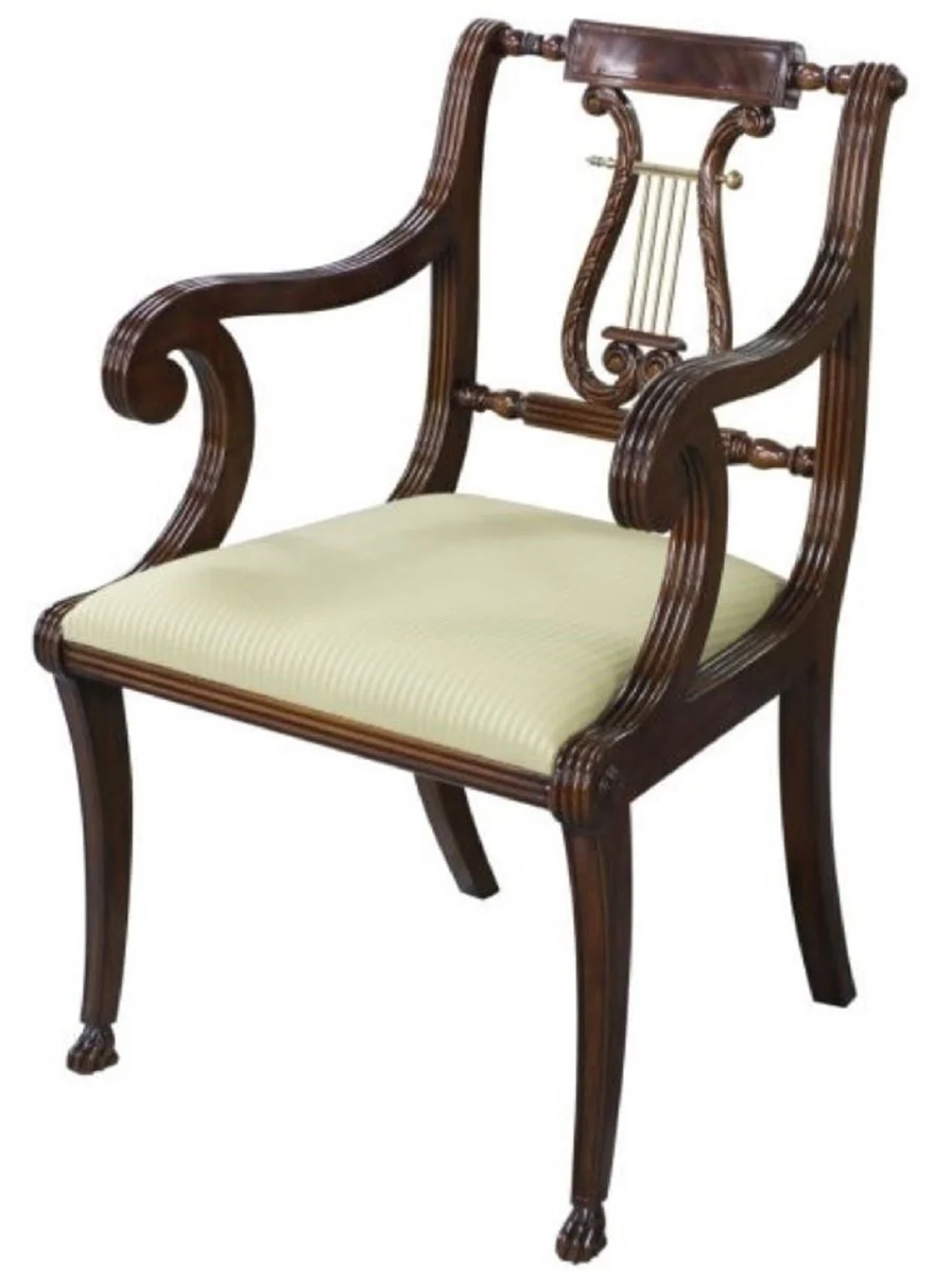 Casa Padrino silla de comedor barroco de lujo con reposabrazos marrón / oro 59 x 59 x H. 88 cm - Muebles de Comedor