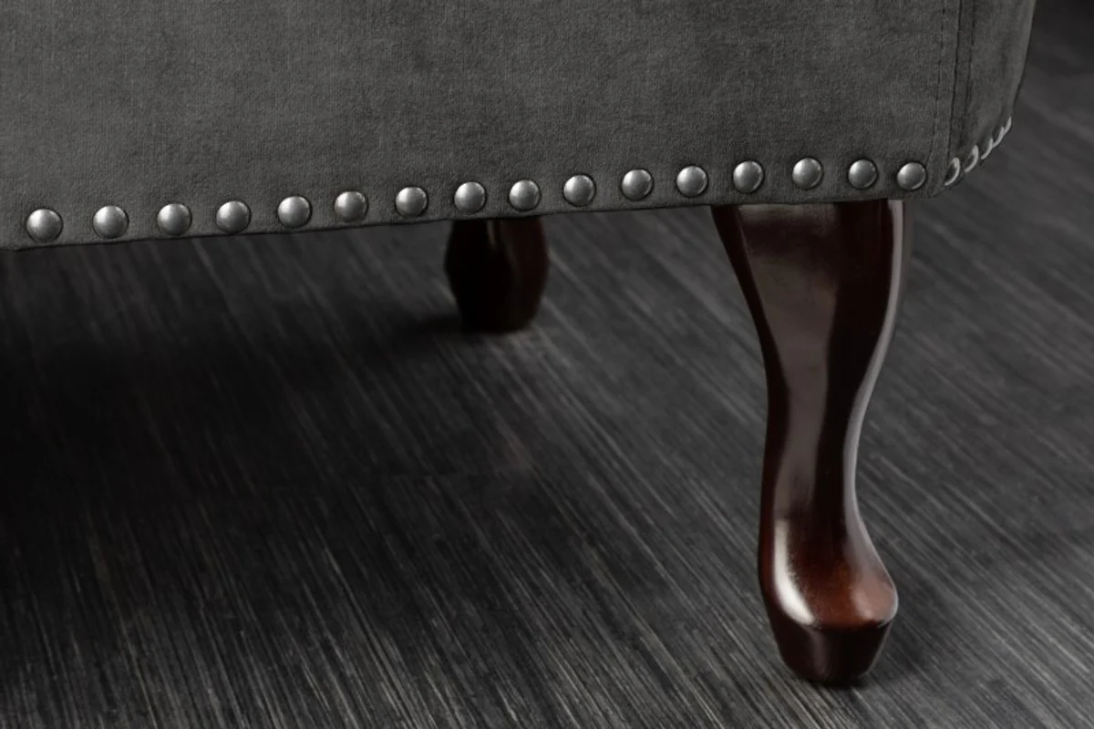 Chaise longue Chesterfield gris oscuro / marr¨®n de Casa Padrino - sof¨¢ tumbona de sal¨®n