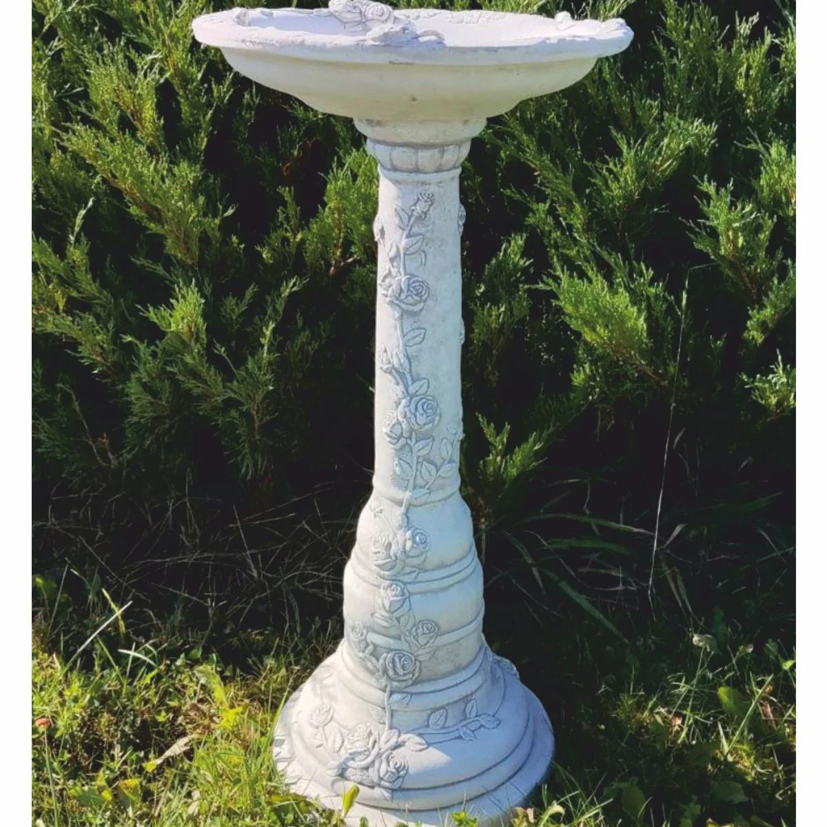 Casa Padrino ba?o para p¨¢jaros Art Nouveau gris ? 33 x A. 68 cm - Decoraci¨®n de jard¨ªn