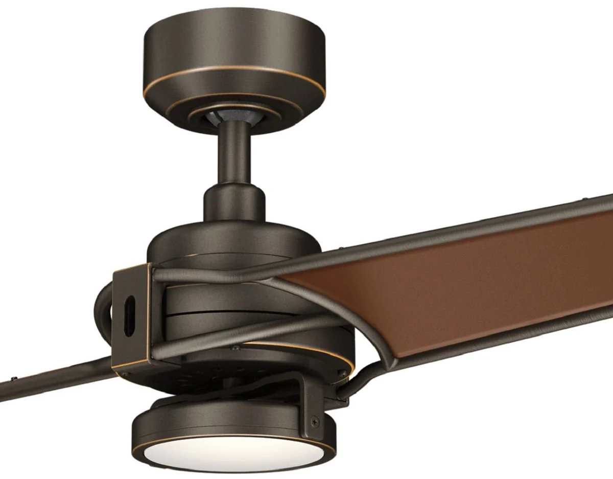 Casa Padrino ventilador de techo de lujo con iluminación LED y control remoto bronce / marrón 142 x A. 35 cm - Calidad de Lujo