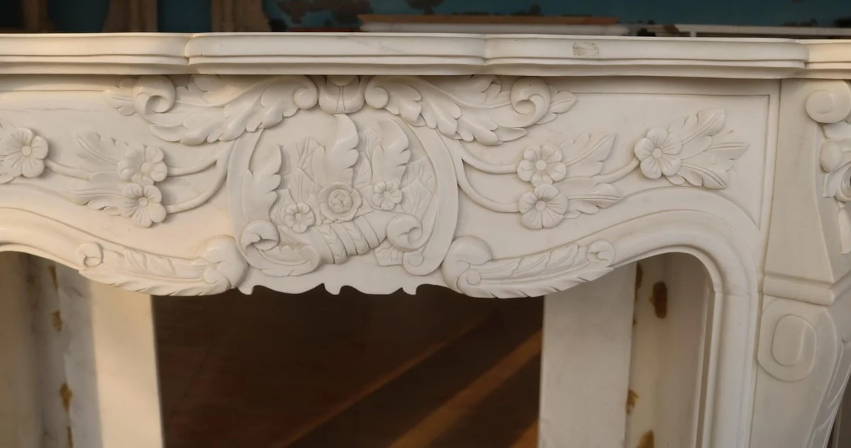 Casa Padrino marco de chimenea de m¨¢rmol barroco de lujo blanco 153 x A. 113 cm