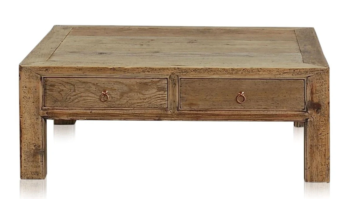 Casa Padrino mesa de centro de lujo con 4 cajones colores naturales 100 x 100 x H. 38 cm - Mesa de la Sala