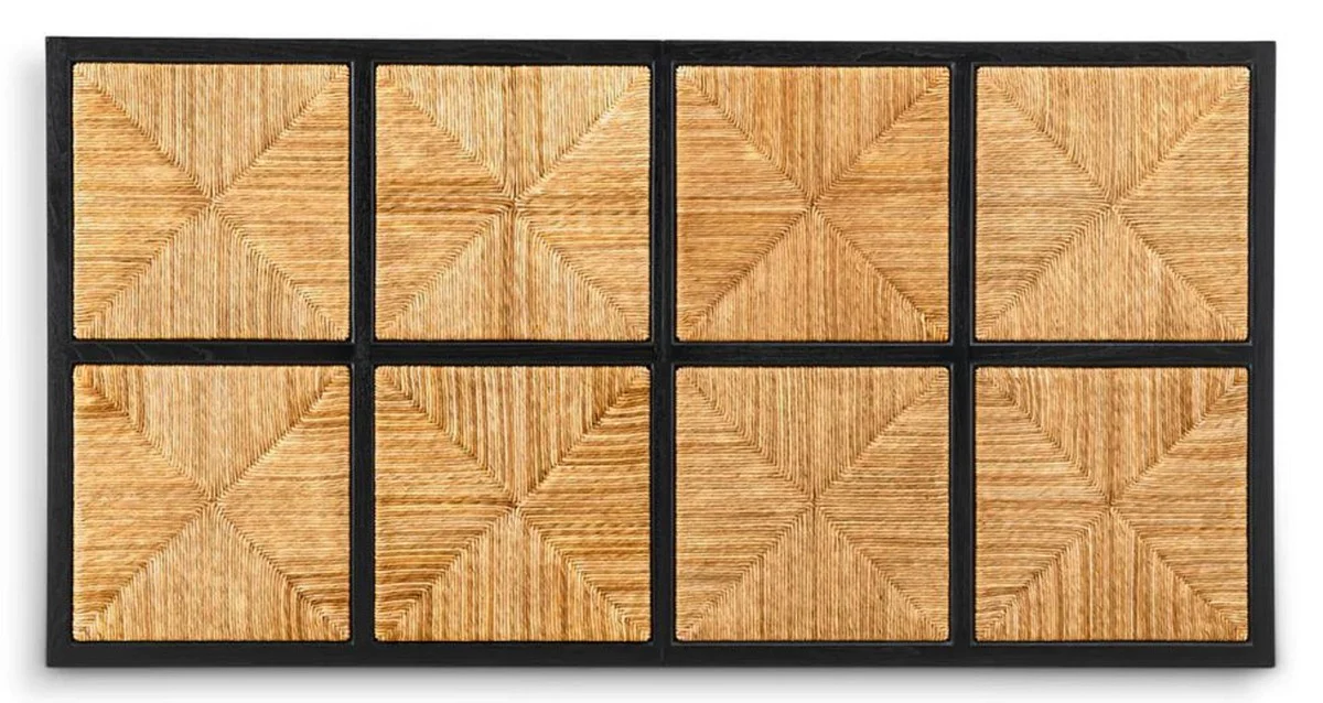 Casa Padrino cabecero de cama de lujo natural / negro 290 cm - Muebles de dormitorio de lujo