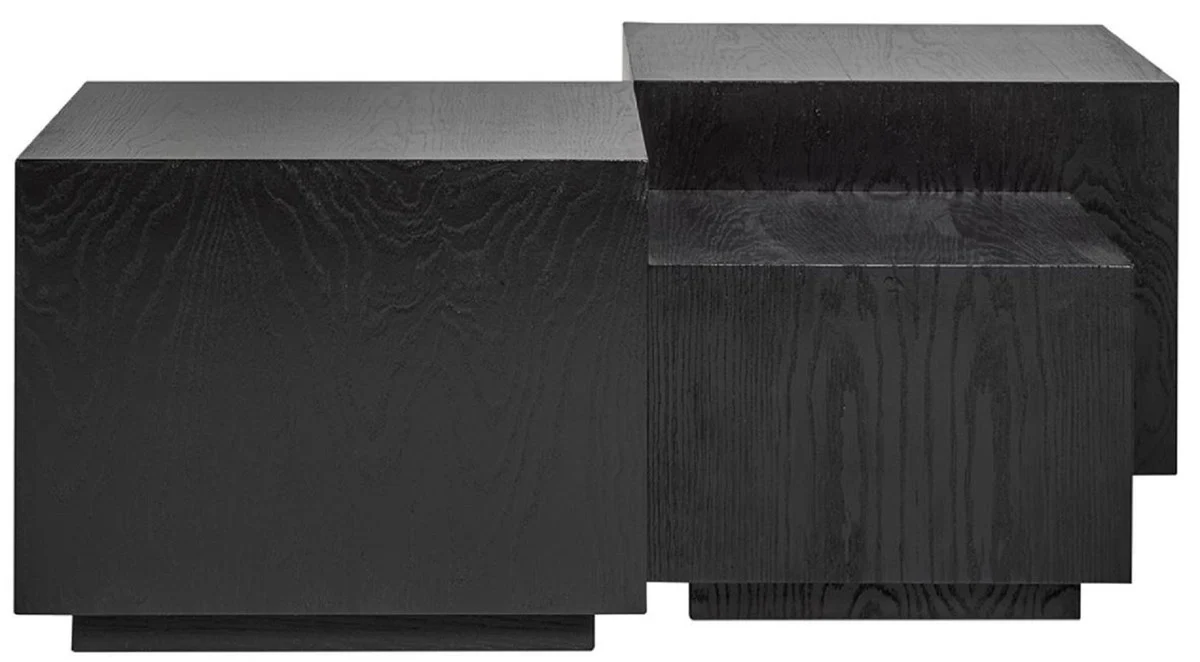 Casa Padrino conjunto de mesa de centro de lujo de 4 negro 75 x 75 x A. 40 cm - Mesa de sal¨®n cuadrada de madera maciza - Muebles de sal¨®n - Muebles de lujo - Interiores de lujo