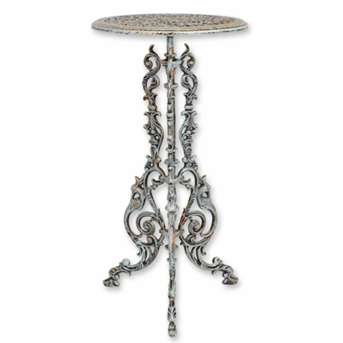 Casa Padrino mesa de flores Art Nouveau de hierro fundido verde claro antiguo A. 69 cm - Muebles de jard¨ªn