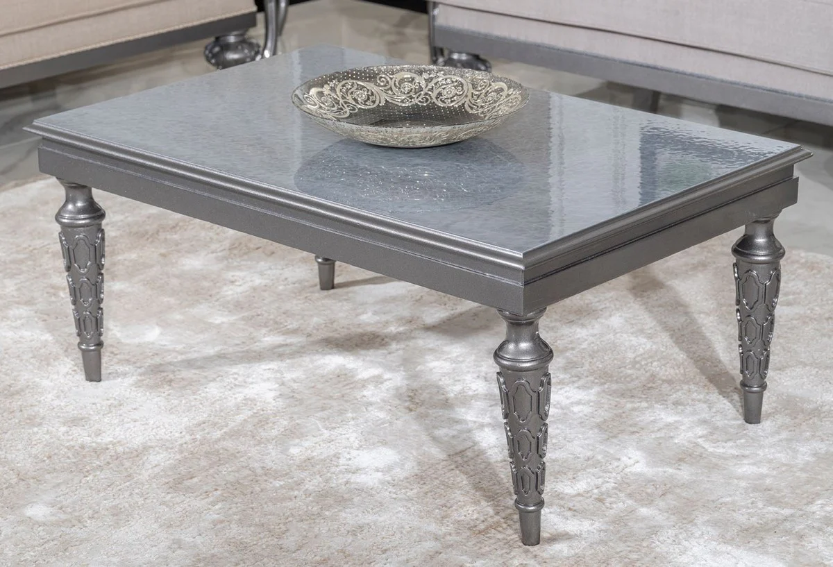 Casa Padrino mesa de centro barroco de lujo gris - Mesa de sal¨®n rectangular de madera maciza en estilo barroco - Muebles barrocos - Muebles de lujo en estilo barroco - Noble y magn¨ªfico