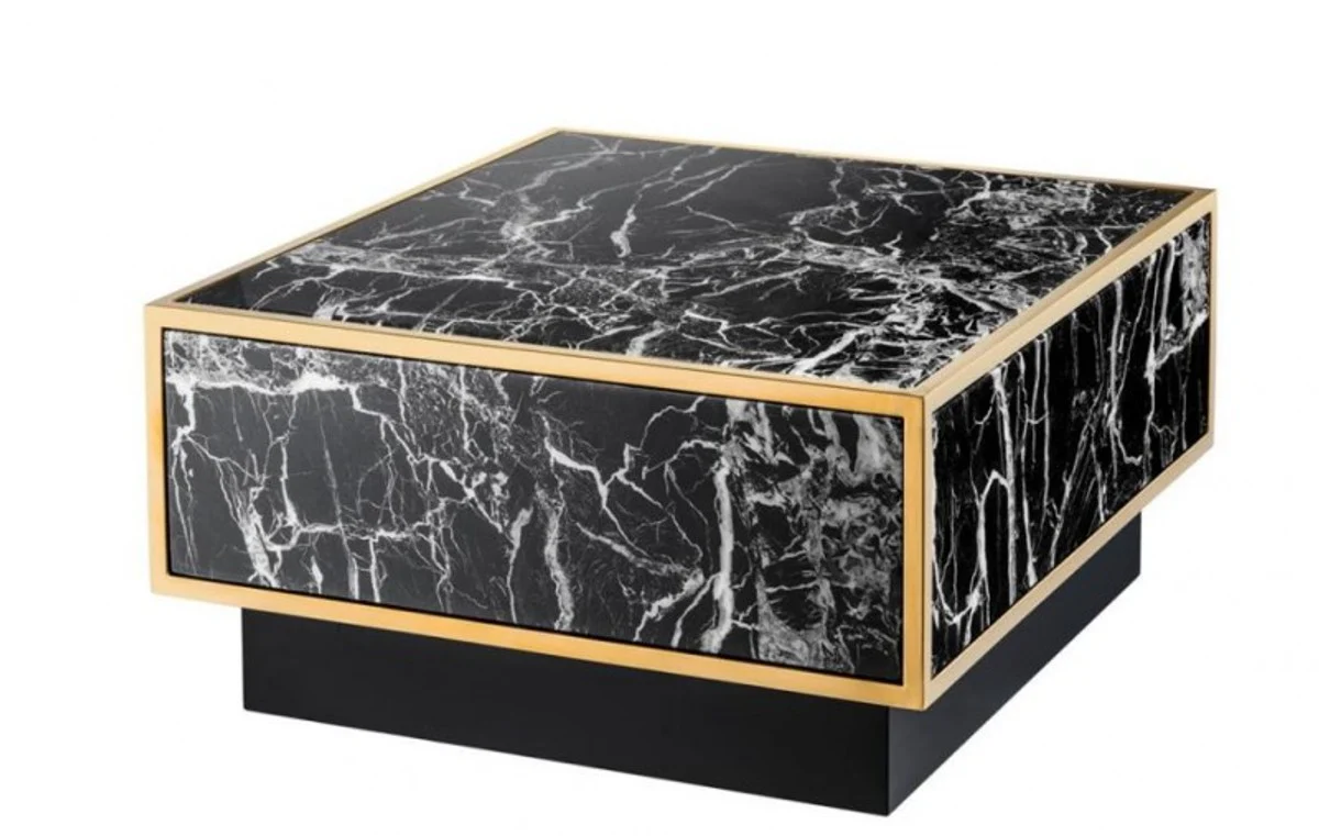 Casa Padrino Art Deco luxury coffee table faux marble gold finish set of 4 - living room coffee table - Luxury Table