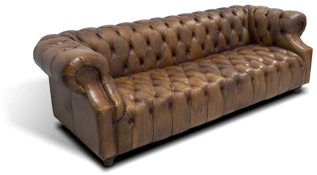 Casa Padrino sof¨¢ de cuero Chesterfield de lujo 240 x 100 x A. 80 cm - Diferentes Colores - Sof¨¢ de sal¨®n de piel genuina - Muebles Chesterfield