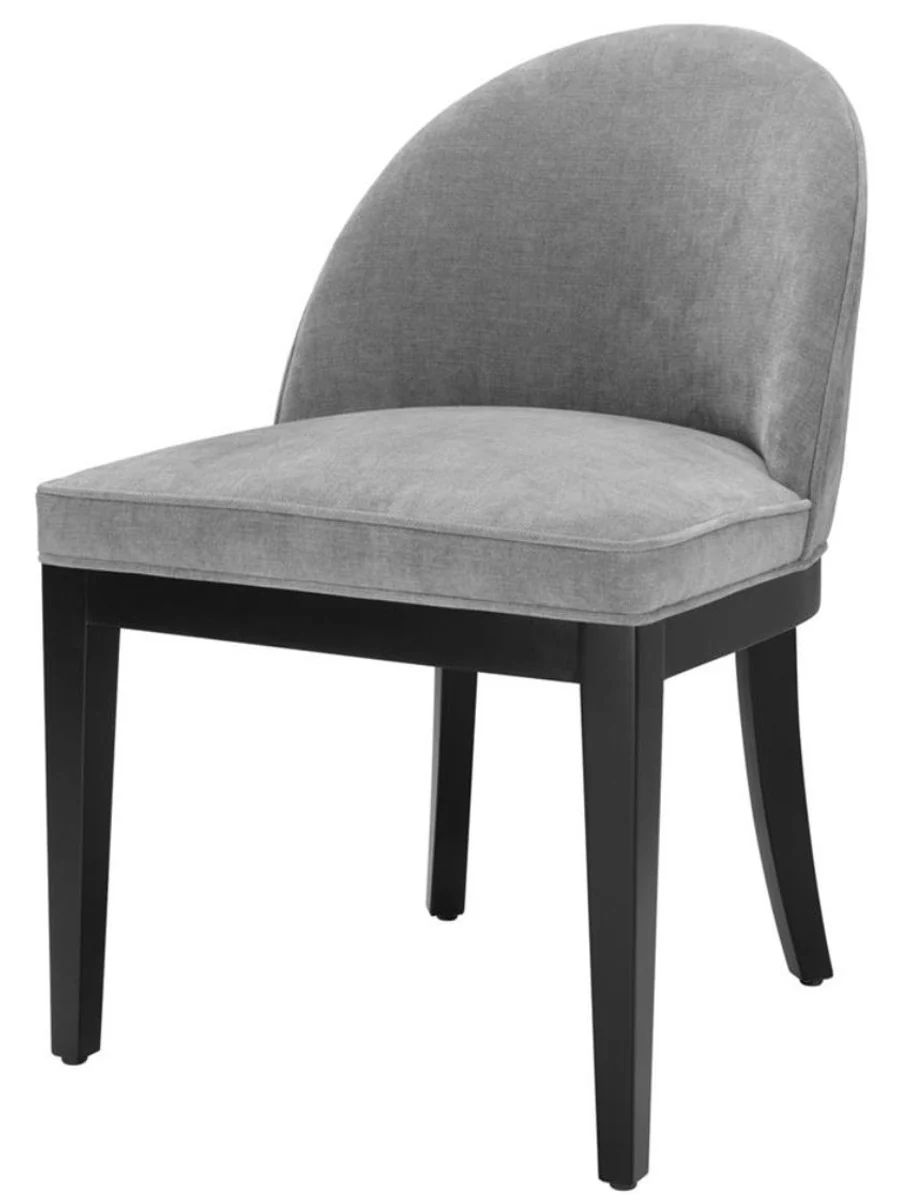 Casa Padrino silla de comedor de lujo gris / negro 55 x 61 x H. 84 cm - Muebles de Lujo