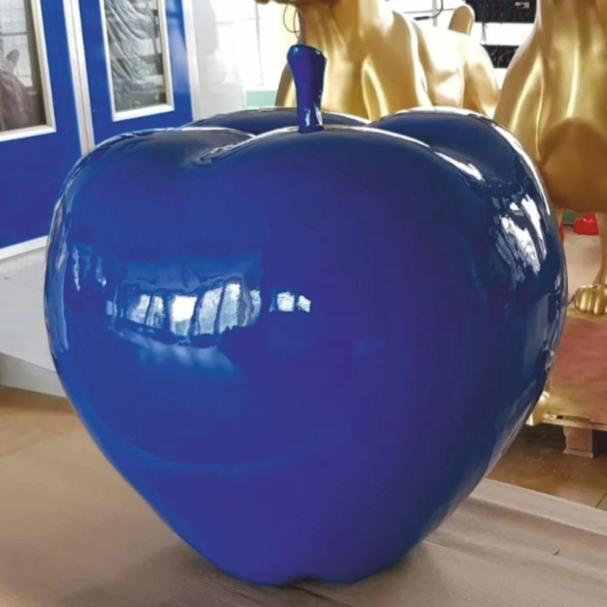 Casa Padrino manzana decorativa XXL azul ? 80 cm - Decoraci¨®n de jard¨ªn