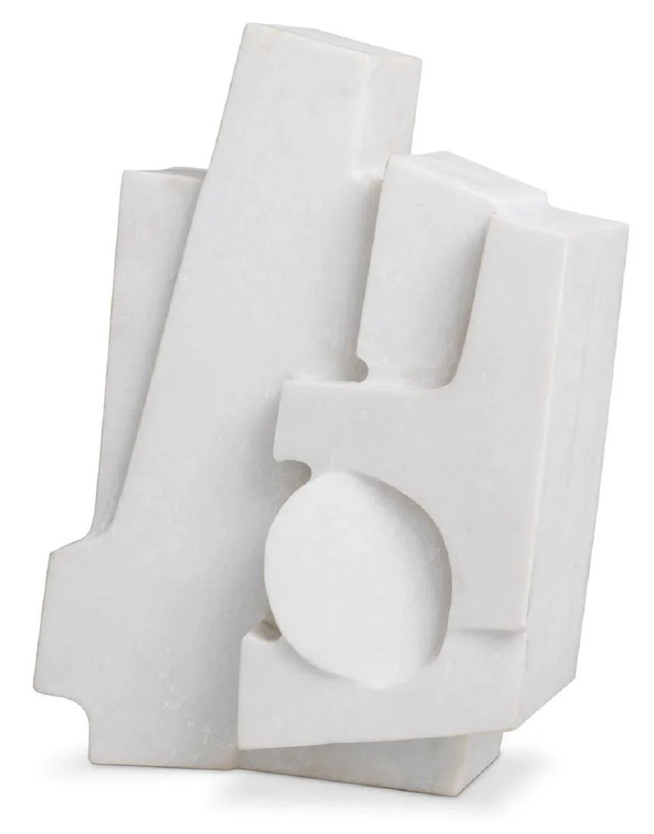 Casa Padrino objeto decorativo de mármol de lujo blanco 27 x 15 x A. 38,5 cm - Decoración de sala de estar - Decoración de escritorio - Decoración de mármol - Colección de lujo