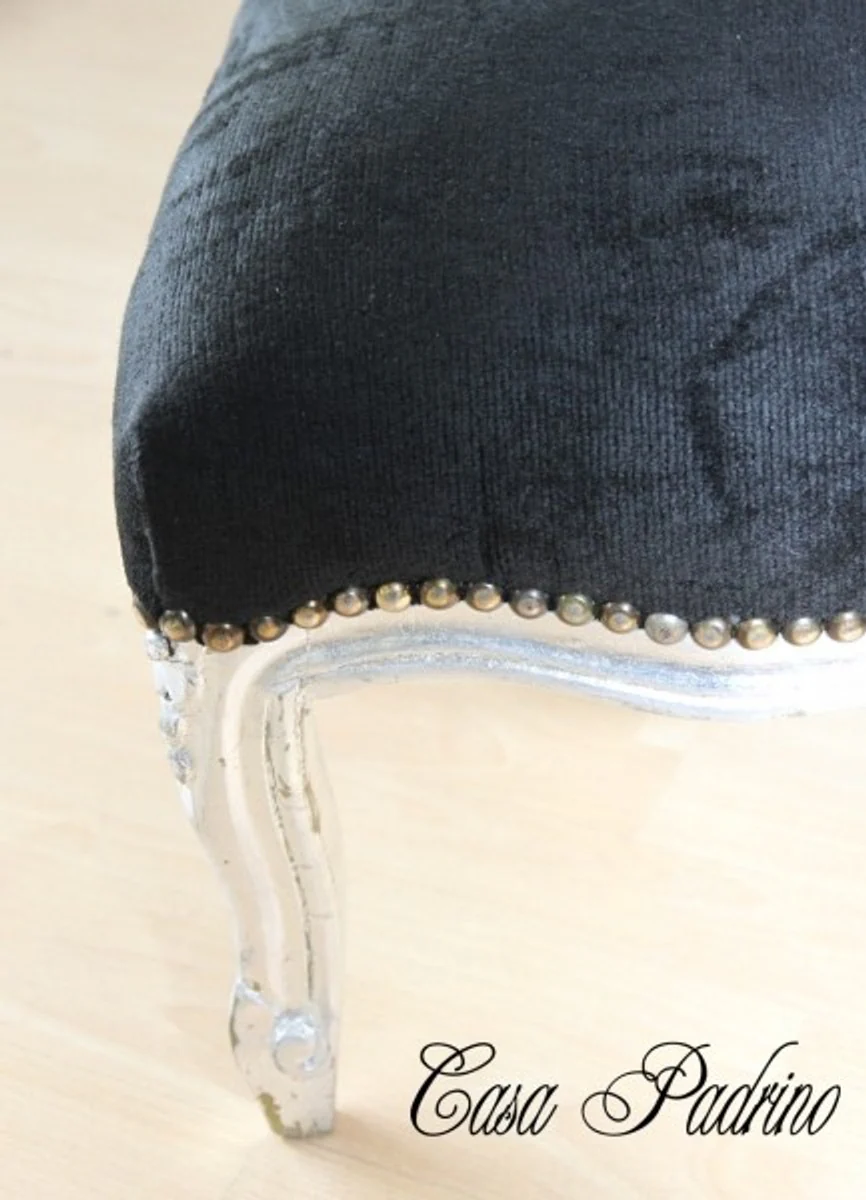 Casa Padrino barroco estrado Negro / Plata - muebles antiguos - Heces