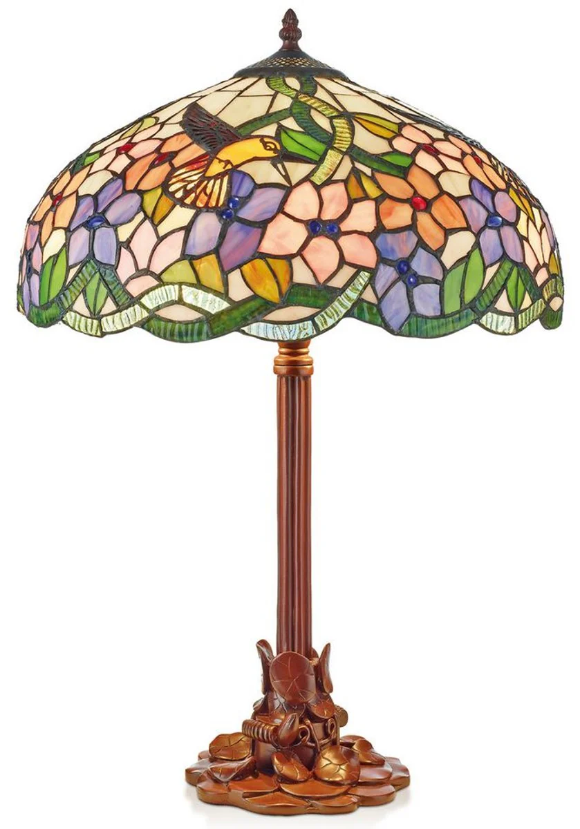 Casa Padrino Tiffany Table Lamp Multicolored Ø 40 x H. 61 cm - Handmade Stool Light