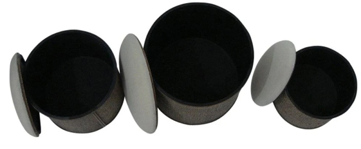 Casa Padrino Country Style Seat Block Set of 3 Dark Brown / Beige - Handmade Seat Blocks with Storage Space and Padded Seating Surfaces