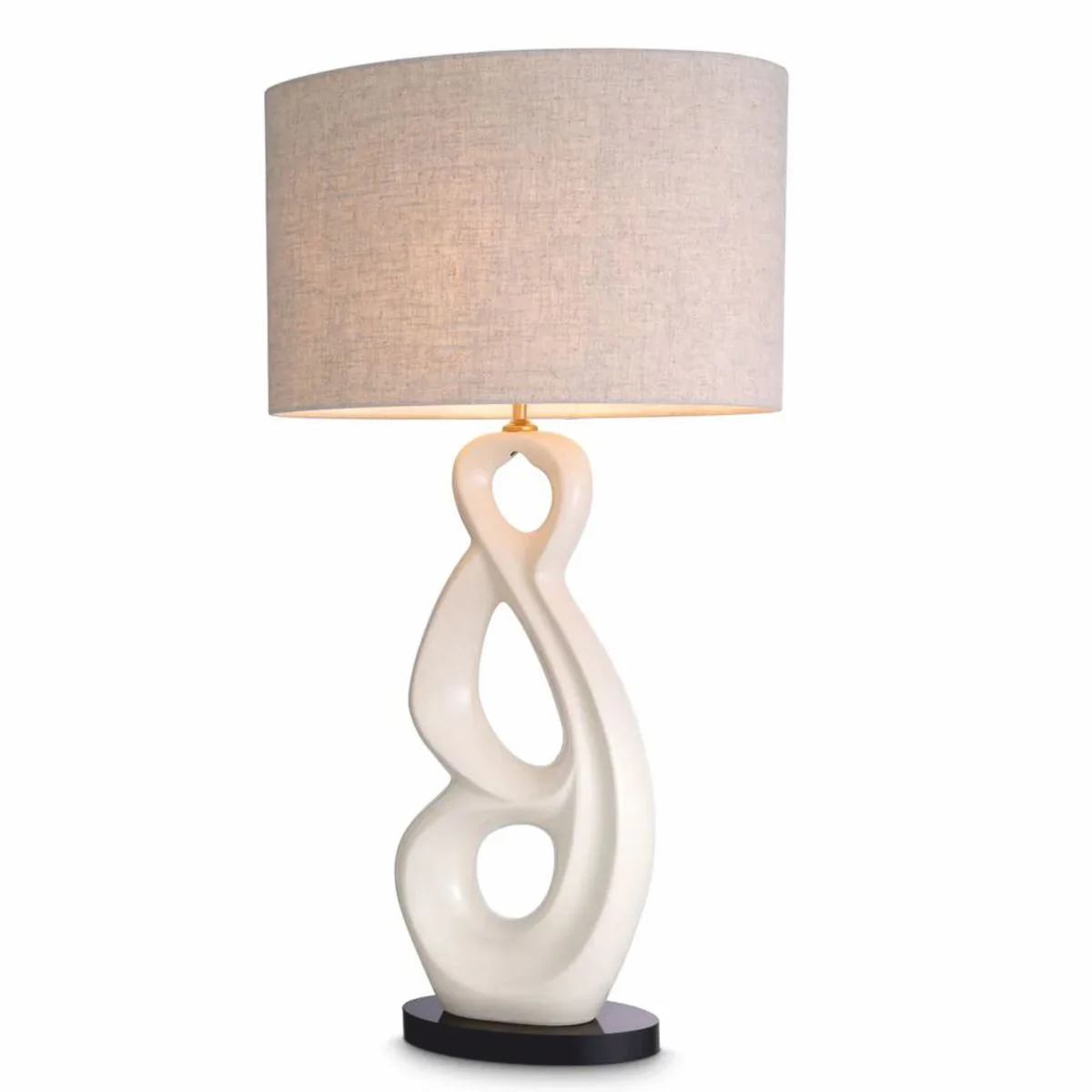 Casa Padrino l¨¢mpara de mesa de cer¨¢mica de lujo con pantalla ovalada blanco / negro / gris A. 89 cm