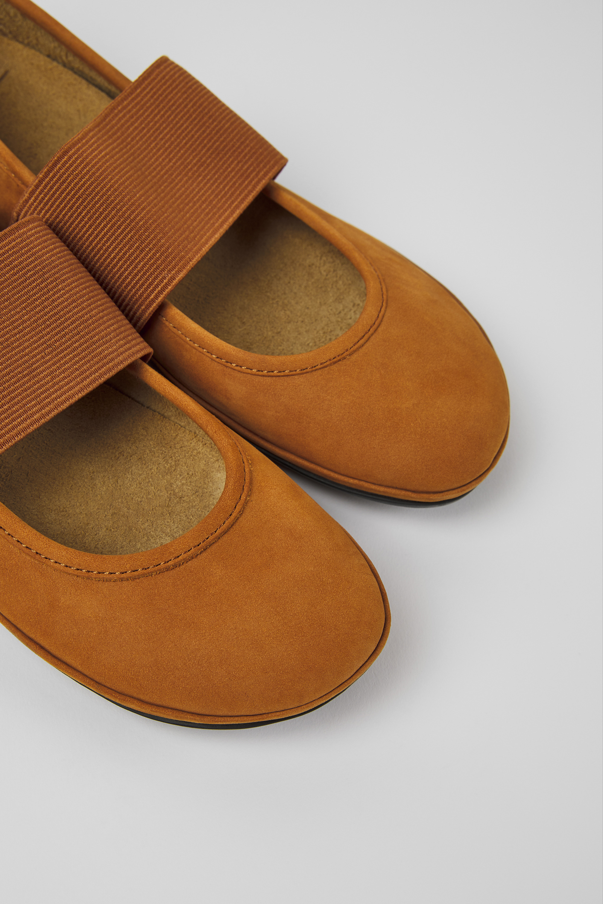 Right - Brown nubuck ballerinas for women
