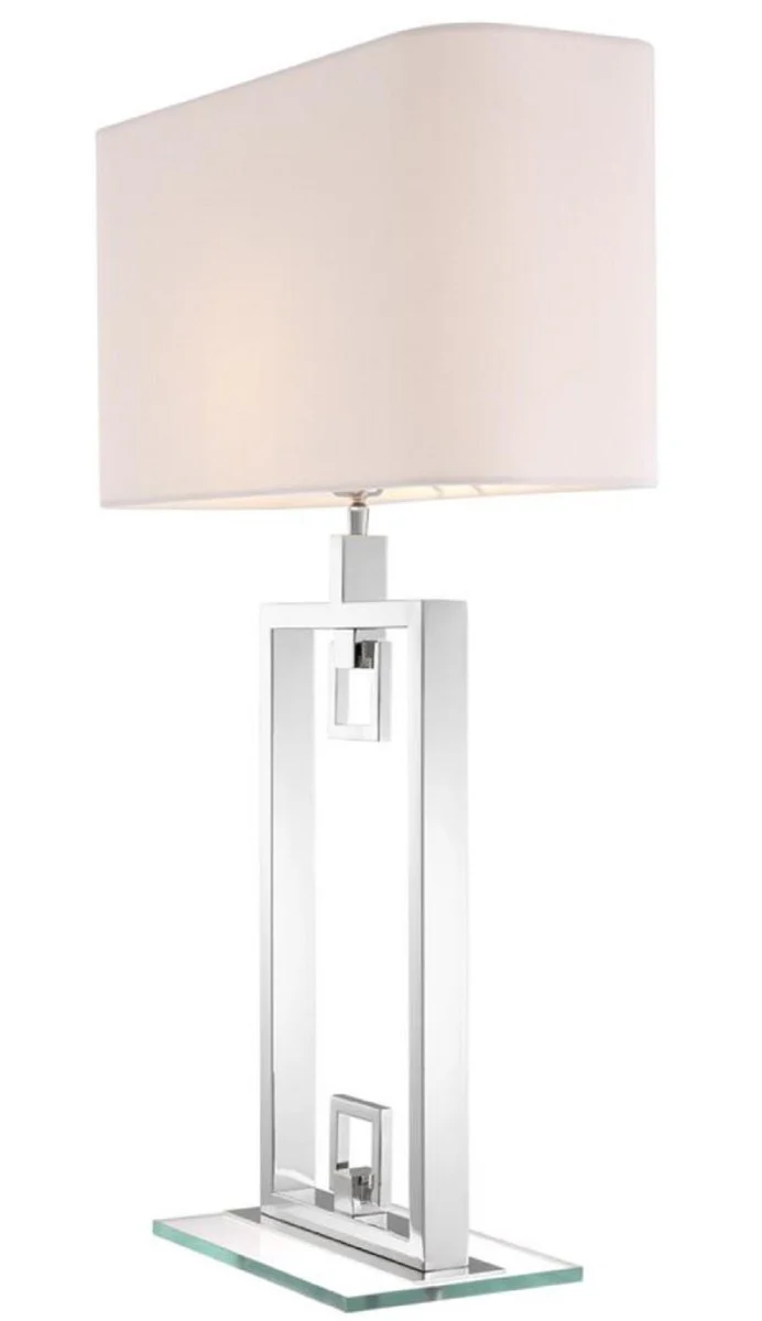 Casa Padrino lámpara de mesa plata / blanco 55 x 25 x H. 88 cm - Lámpara de Mesa de Lujo con Pantalla