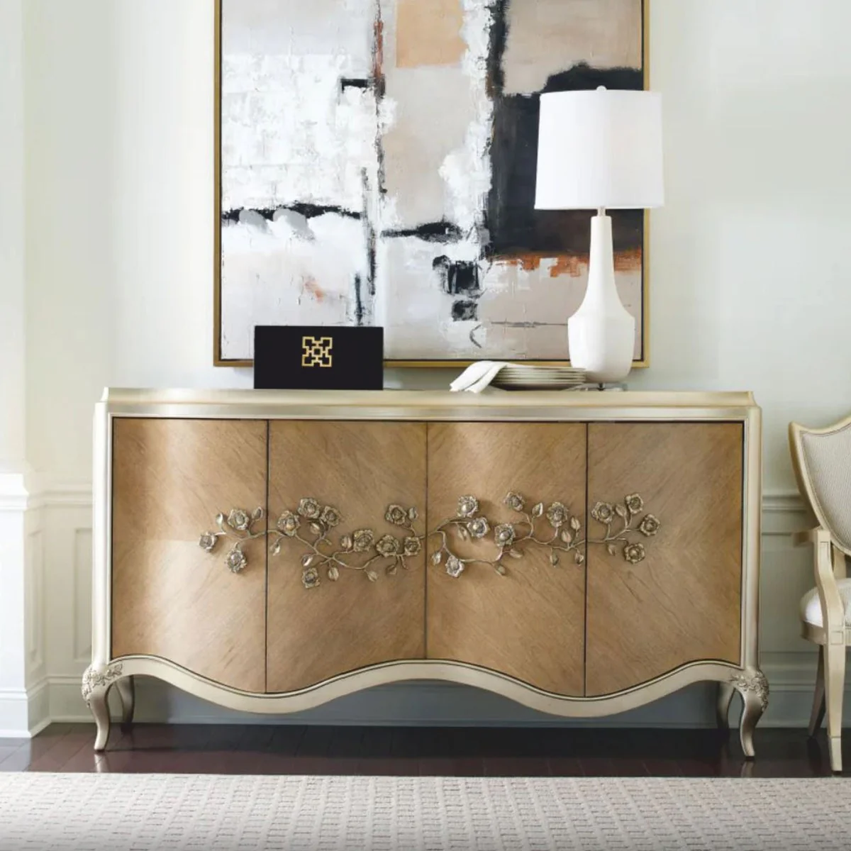 Casa Padrino Aparador Barroco de Lujo Marr¨®n / Oro Champ¨¢n 183 cm - Muebles Barrocos