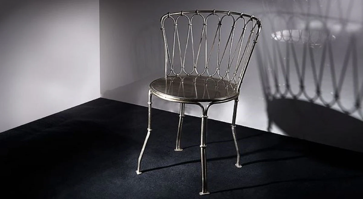 Casa Padrino silla de jard¨ªn Art Nouveau de lujo de hierro forjado plata A. 81 cm