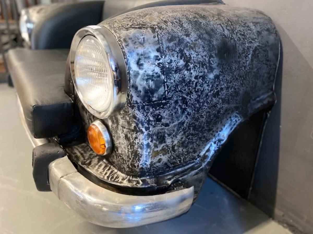 Casa Padrino sof¨¢ autom¨®vil de dise?o negro / gris / plata 158 x 83 x A. 70 cm - Sof¨¢ de sala de estar en el dise?o del autom¨®vil - Muebles autom¨®vil de sala de estar