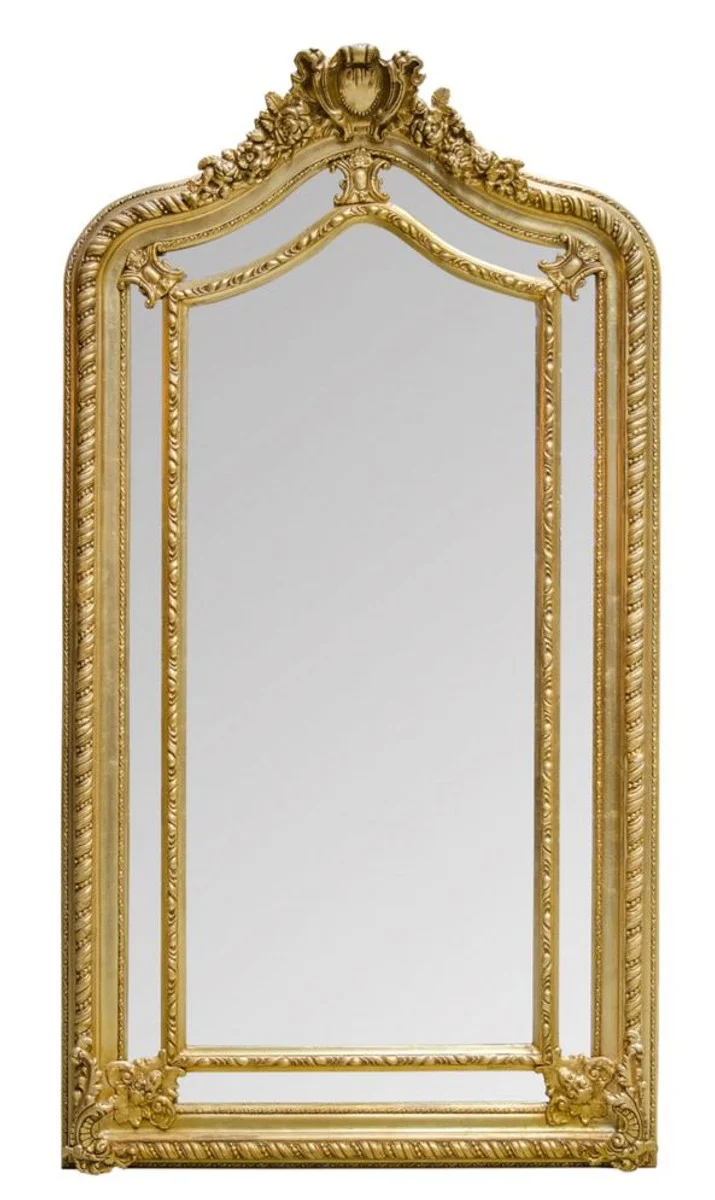Casa Padrino espejo de pared de estilo barroco oro 108 x H. 200 cm - Noble y Suntuoso