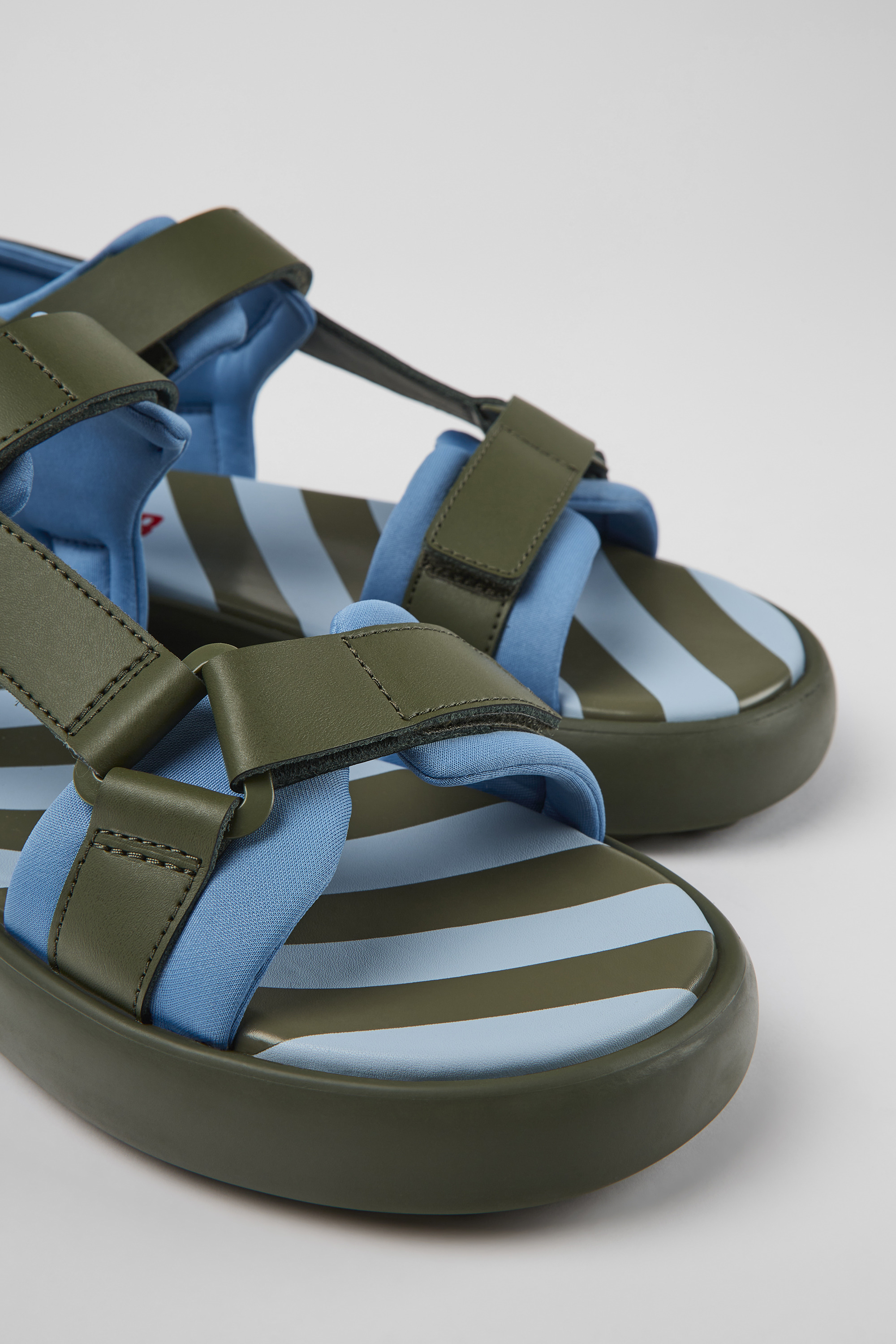 Pelotas Flota - Green and blue leather and textile sandals for men