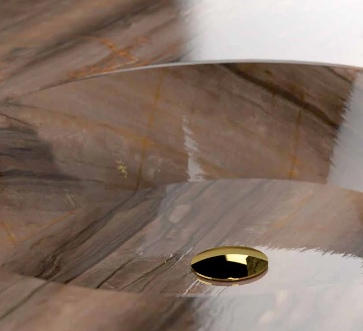 Casa Padrino mezclador de lavabo de lujo con cristal Swarovski oro A. 15 cm - Mezclador monomando con vaciador - Accesorios de baño de lujo - Hecho en Italia