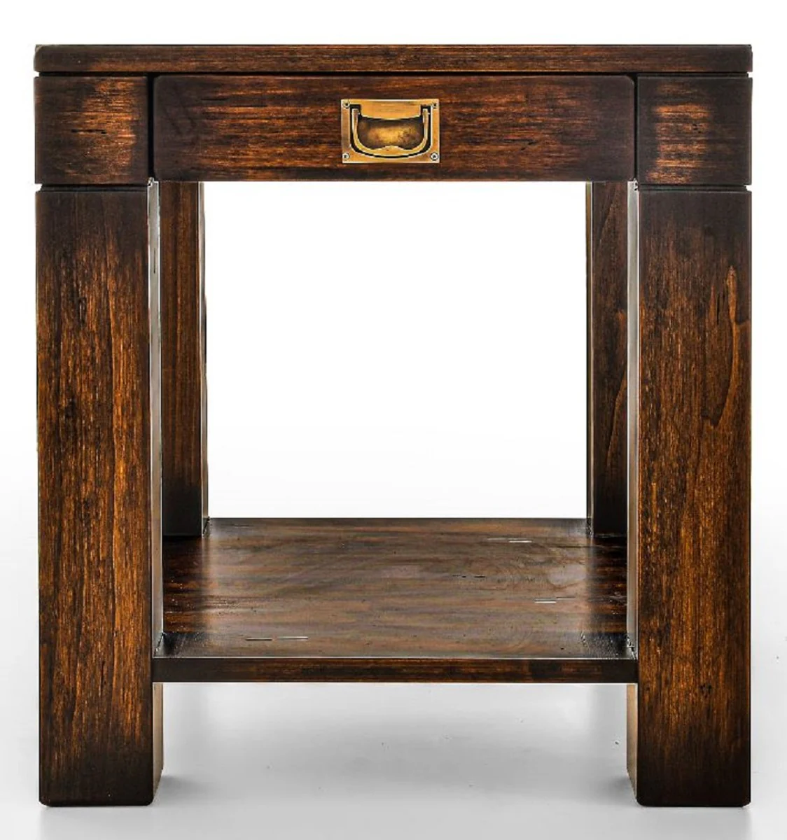 Casa Padrino mesa auxiliar estilo vintage de lujo marrón 50 x 50 x A. 55 cm - Mesita de noche cuadrada con cajón - Muebles salón - Muebles dormitorio - Muebles estilo vintage de lujo